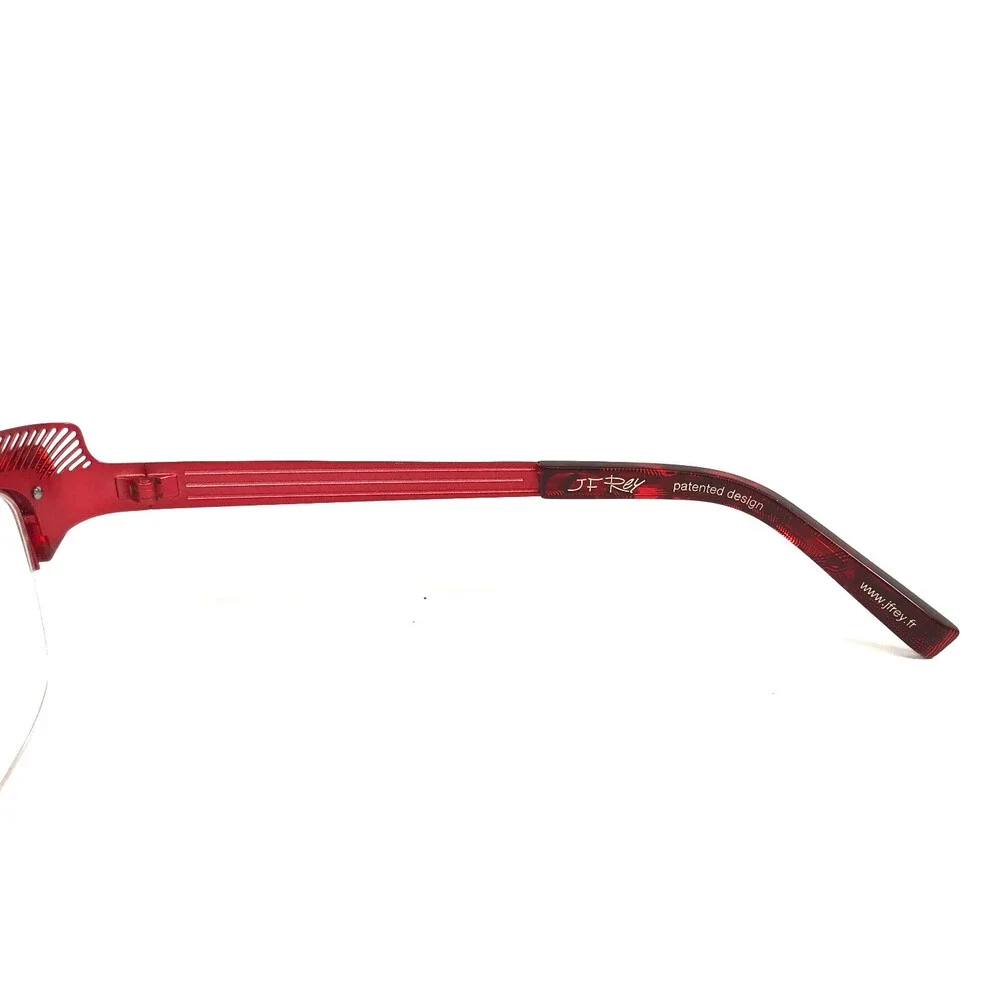 J.F. Rey Eyeglasses Frames JF2574 3035 Red Black Demi Half Rim Cat Eye 54-17-136